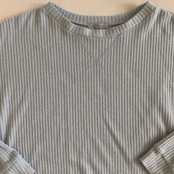 Charlotte Russe Waffle Knit Pale Blue Crop Top Size L - Picture 4 of 5